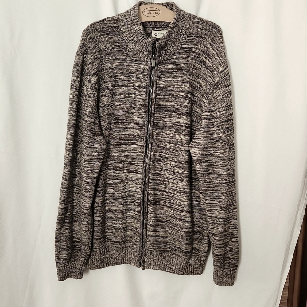 Haggar Men's Mock Neck Long Sleeve Zip-Up Gray Cardigan